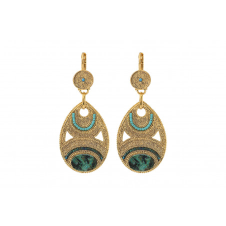 Refined anyolite and Japanese seed bead sleeper earrings l blue