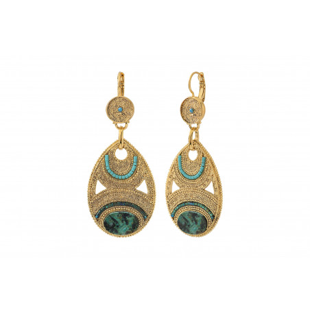 Refined anyolite and Japanese seed bead sleeper earrings l blue85591