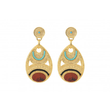 Glamorous jasper and Japanese seed bead earrings for pierced ears l red