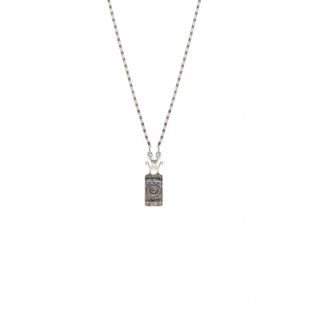 Classic metal labradorite Japanese seed bead pendant| silver-plated85671