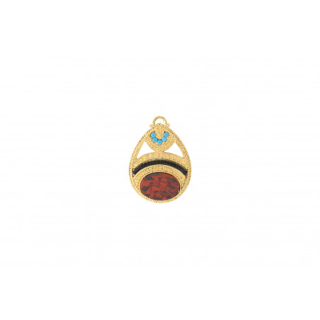 Sophisticated jasper Japanese seed beads and Prestige crystal pendant | red