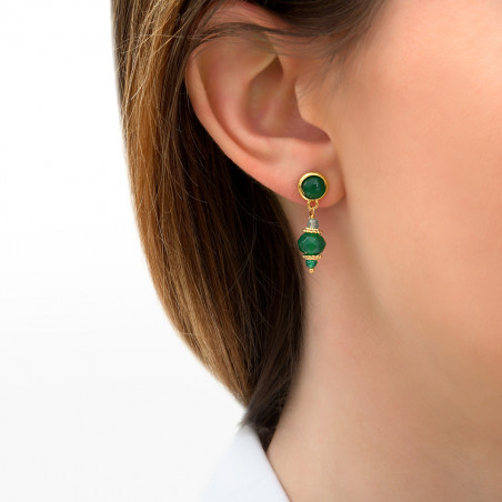 Elegant agate and apatite earrings for pierced ears l green85742