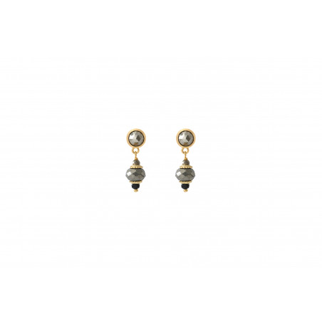 Modern onyx and pyrite-of-pearl earrings for pierced ears - black