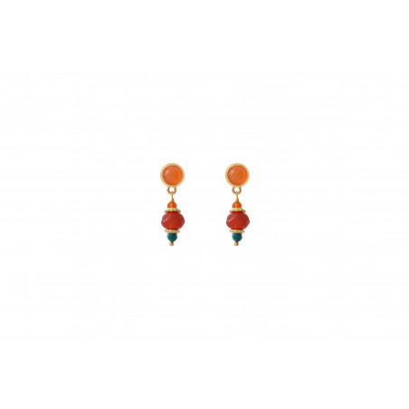 Festive carnelian earrings for pierced ears I orange
