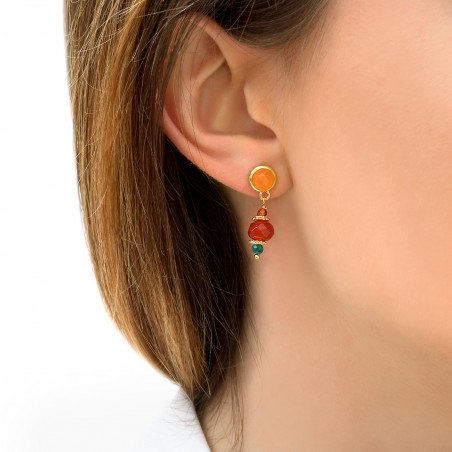 Festive carnelian earrings for pierced ears I orange85748