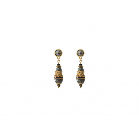 Baroque onyx and pyrite earrings for pierced ears | black