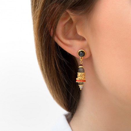 Chic labradorite and garnet earrings for pierced ears| grey85754