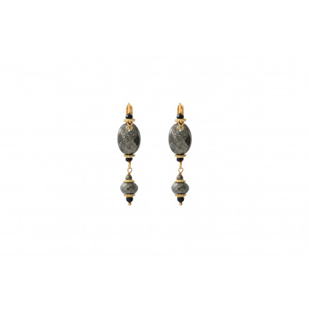 Sophisticated onyx and pyrite earrings for pierced ears | black