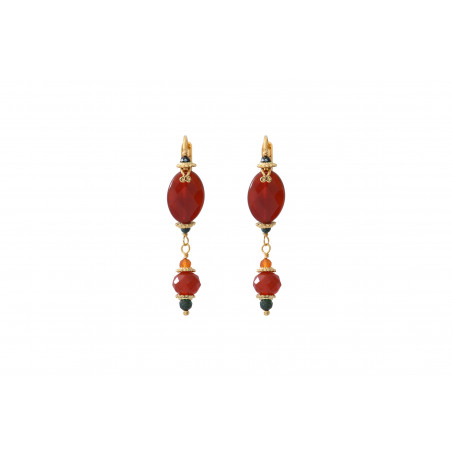 Glamorous carnelian sleeper earrings| red