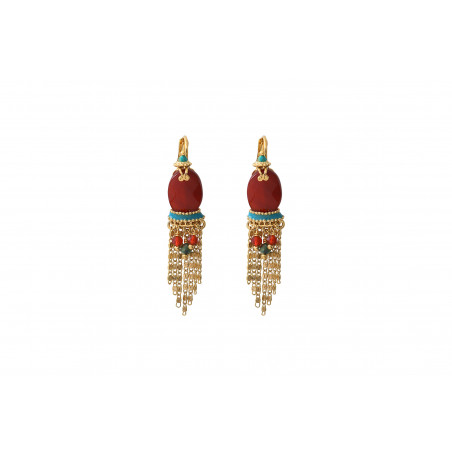 Modern carnelian sleeper earrings| red