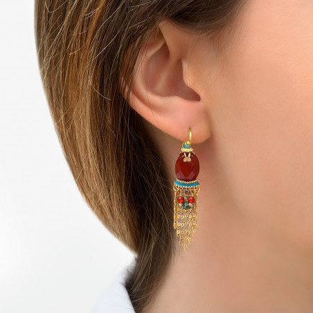 Modern carnelian sleeper earrings| red85768
