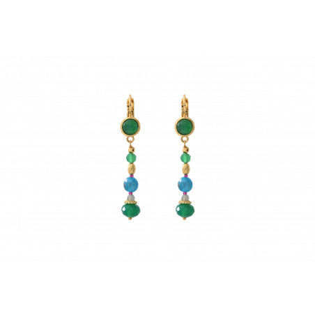 Elegant agate and Japanese seed bead sleeper earrings l green