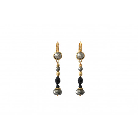 Chic onyx and pyrite sleeper earrings | black