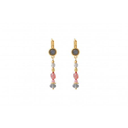 Bohemian quartz and labradorite sleeper earrings l Pink