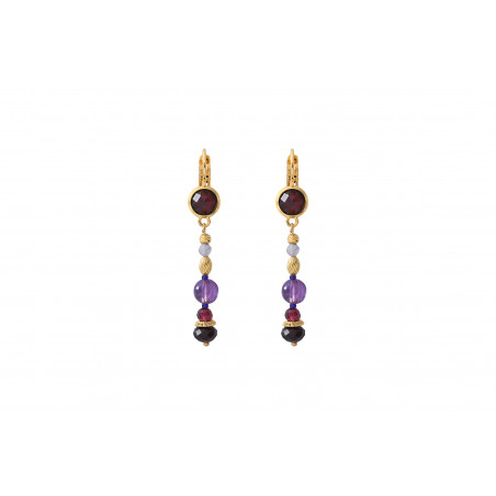 Poetic garnet and amethyst sleeper earrings l purple