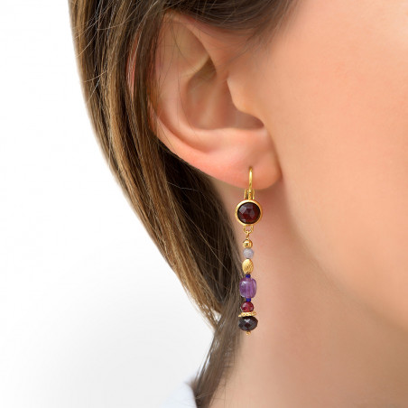 Poetic garnet and amethyst sleeper earrings l purple85778