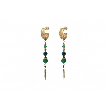 Refined agate and apatite earrings for pierced ears l green