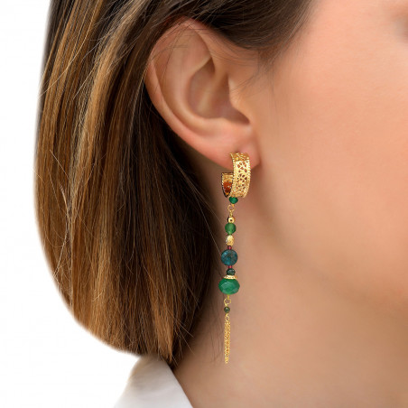 Refined agate and apatite earrings for pierced ears l green85790
