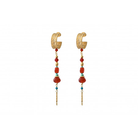 Luminous carnelian earrings for pierced ears| red