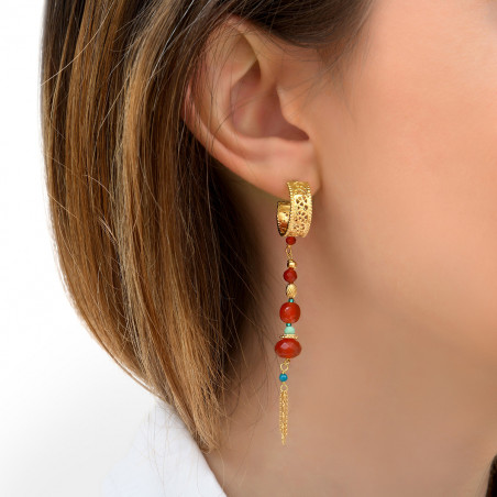 Luminous carnelian earrings for pierced ears| red85796