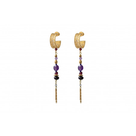 Smart amethyst and garnet earrings for pierced ears l purple
