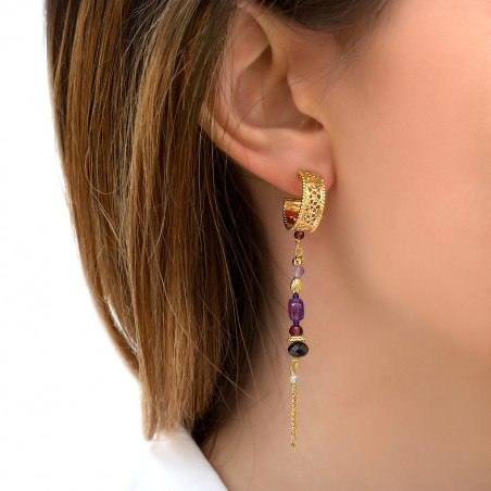 Smart amethyst and garnet earrings for pierced ears l purple85798