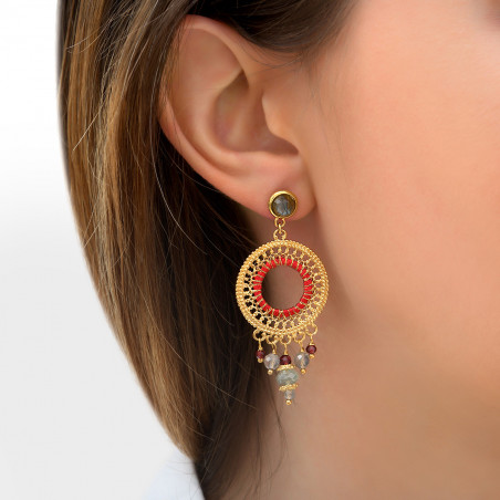 Smart garnet and labradorite earrings for pierced ears l red85814