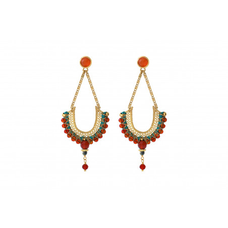 Pop carnelian and chrysocolla earrings for pierced ears | orange
