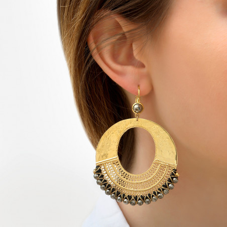 Modern pyrite sleeper earrings l black85842