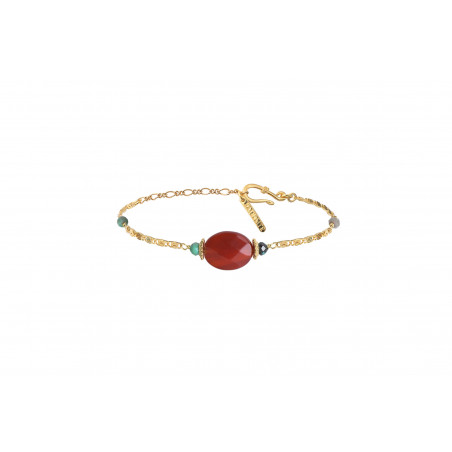 Ethnic carnelian and chrysocolla flexible bracelet | red