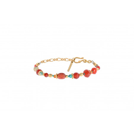 Festive carnelian and chrysocolla flexible bracelet | orange