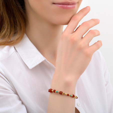Festive carnelian and chrysocolla flexible bracelet | orange85866