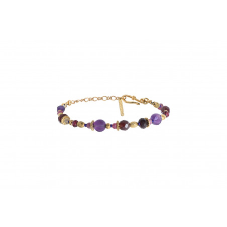 Romantic amethyst and tourmaline flexible bracelet | purple