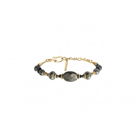 Bracelet souple sophistiqué onyx et pyrite I noir