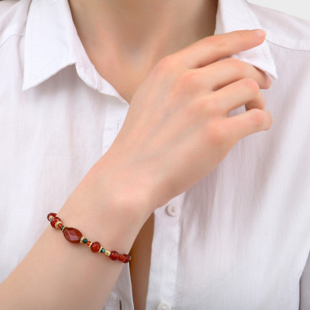 Smart carnelian and chrysocolla flexible bracelet | red85874