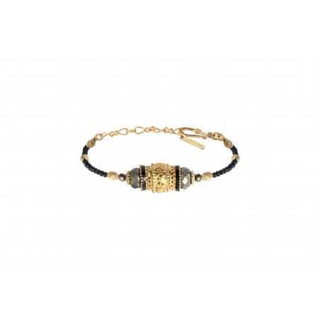 On-trend sardonyx and pyrite flexible bracelet - black
