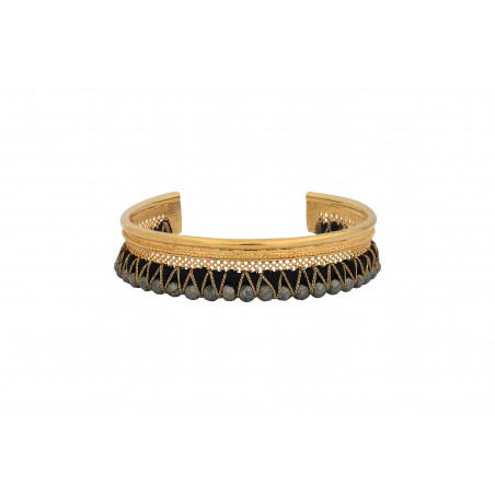 Bracelet jonc doré filigranes pyrite - noir
