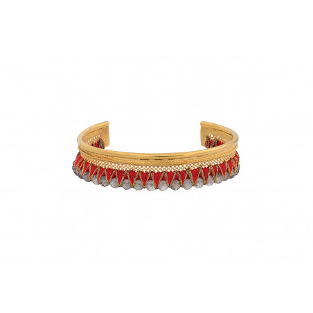 Bracelet jonc féminin filigranes labradorite - rouge
