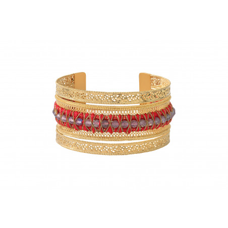 Feminine filigree and labradorite cuff bracelet | red