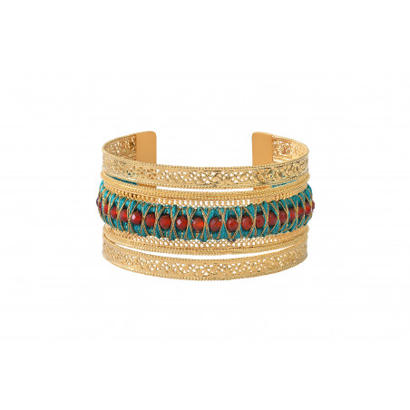 Ethnic filigree and carnelian cuff bracelet l turquoise