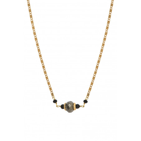 Elegant pyrite and onyx and pendant necklace I black85895