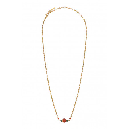 Bohemian carnelian and chrysocolla pendant necklace | orange