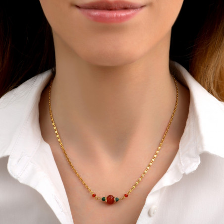 Bohemian carnelian and chrysocolla pendant necklace | orange85900
