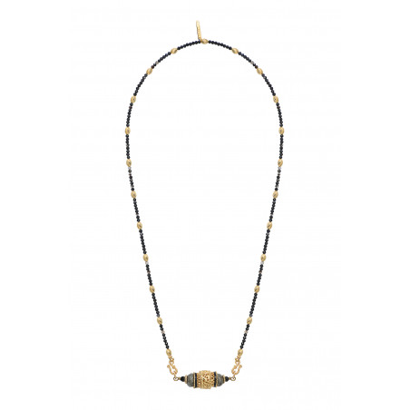 Modern pyrite and onyx pendant necklace I black