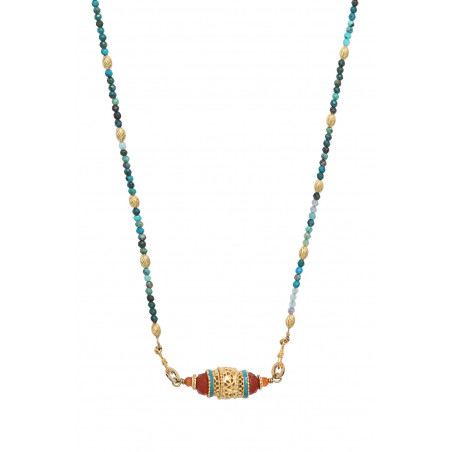 Ethnic carnelian and chrysocolla pendant necklace | turquoise85910