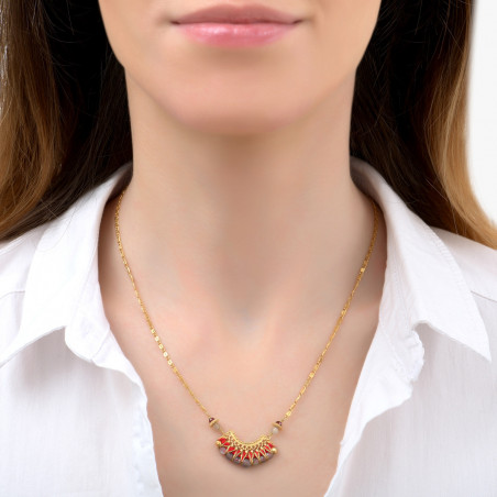 Glamorous garnet and labradorite pendant necklace| red85915