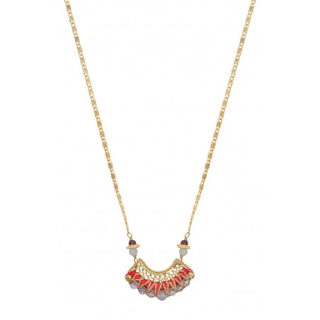 Glamorous garnet and labradorite pendant necklace| red85916