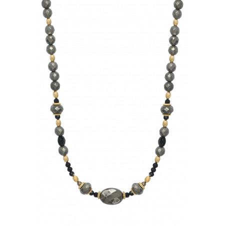Collier de perles gemmes chic onyx et pyrite I noir85922