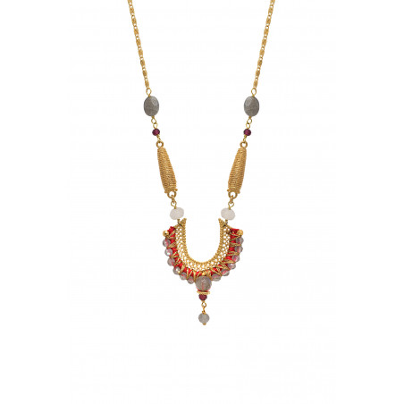 Feminine garnet and labradorite pendant necklace| red85934