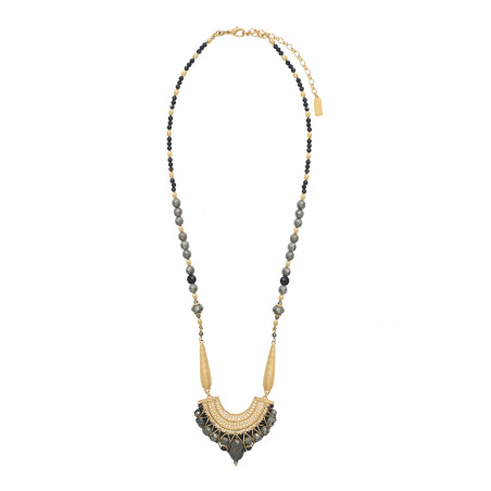 Smart pyrite and onyx pendant necklace I black